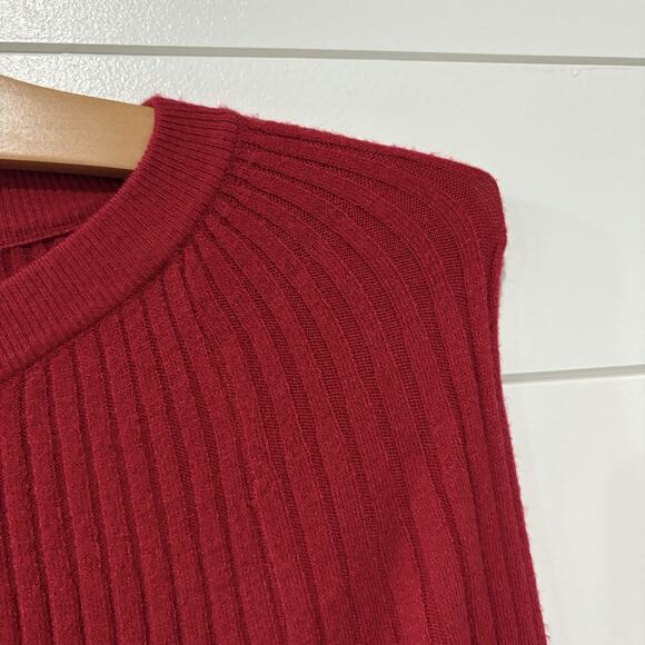 Ann Taylor | Dress Long Sleeve Ribbed Red Midi Length- Size Small - Picture 4 of 9